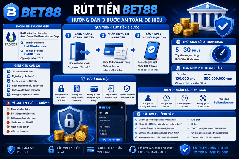 Rút Tiền BET88 – Hướng Dẫn Giao Dịch An Toàn Trong 3 Bước
